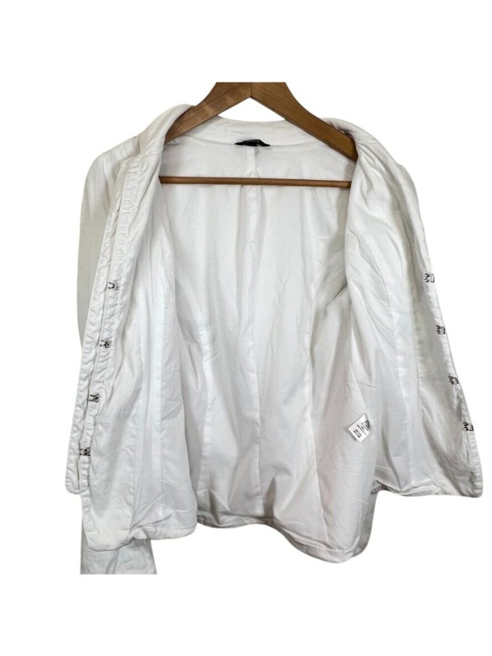 Fitted Linen Blend Safari Jacket Utility Blazer Sz XS Coastal Minimalist Resort - Picture 4 of 14
